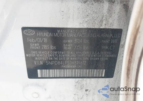 2018 Hyundai Elantra Sel z USA, uszkodzony, nr VIN 5NPD84LF5JH319612